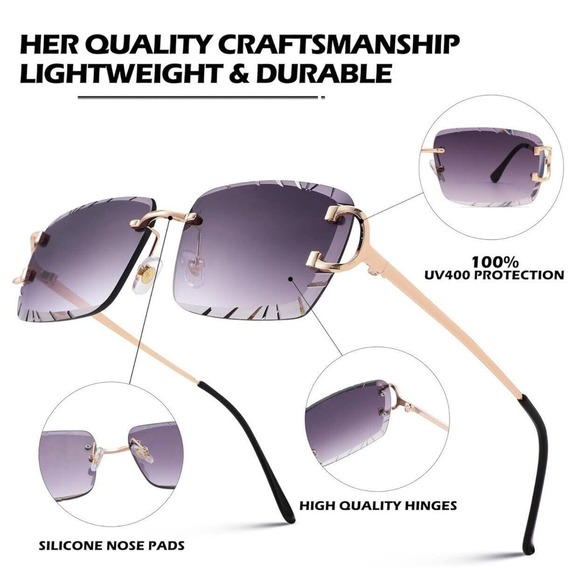 Fashion Square Black Lens Luxury Wear Shades Hip Hop New Sunglasses Women Ladys - Picture 3 of 10